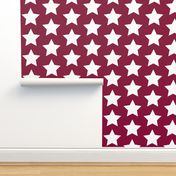 white stars on maroon