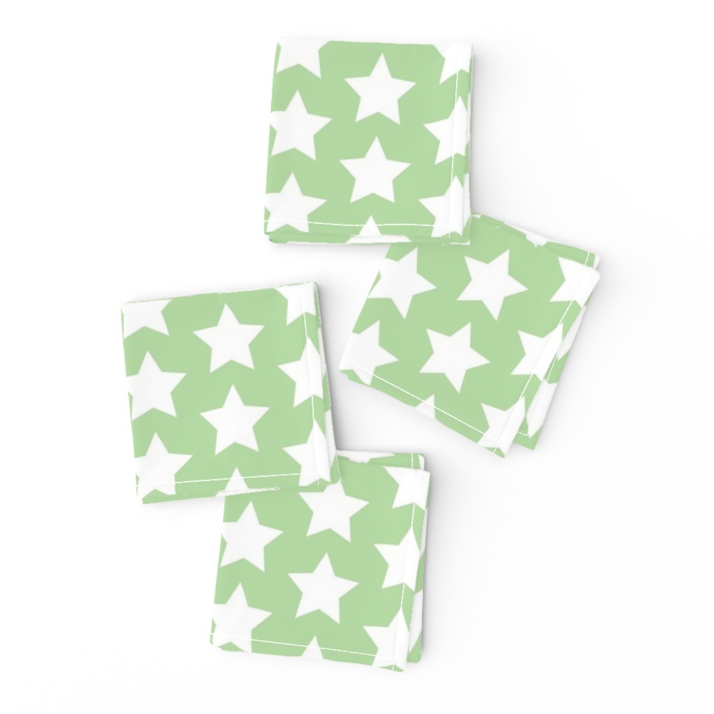 white stars on mint green