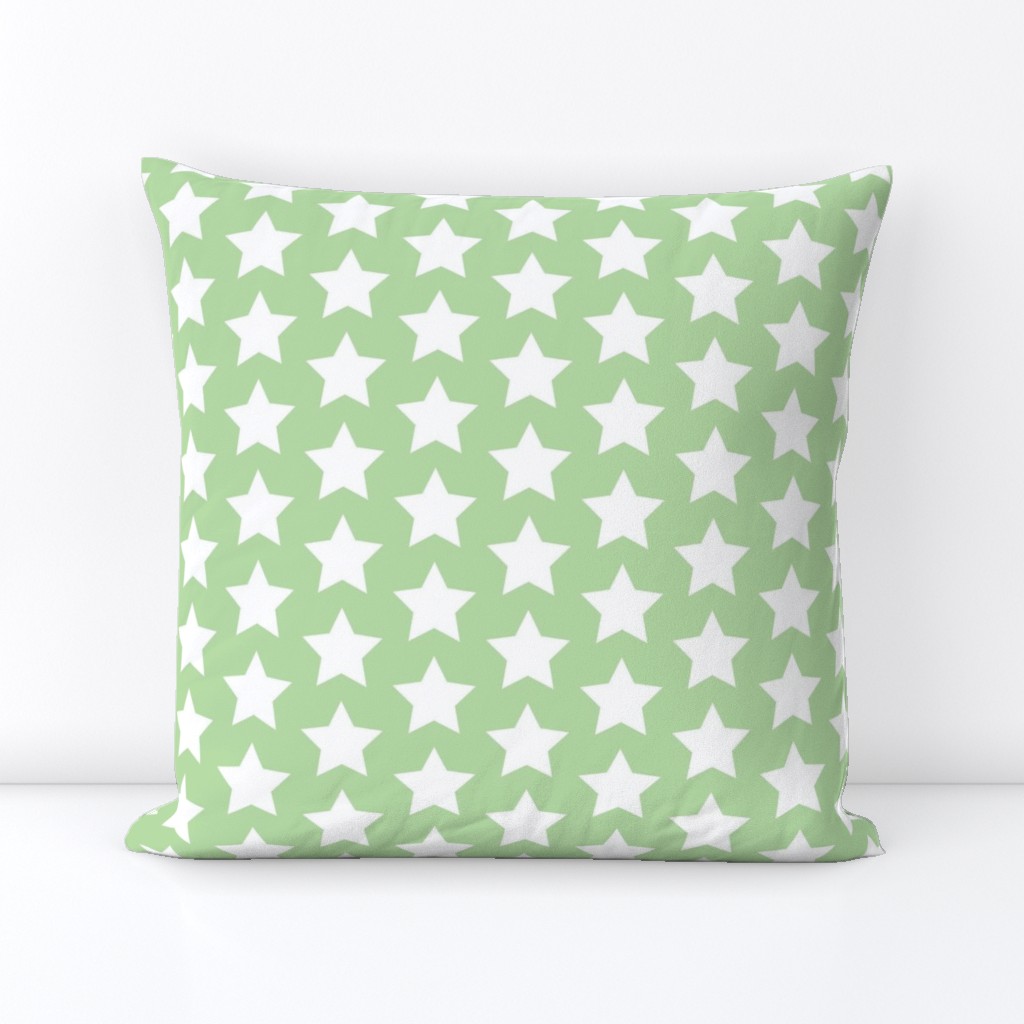 white stars on mint green