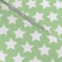 white stars on mint green