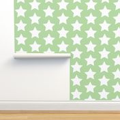 white stars on mint green