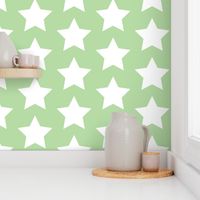 white stars on mint green