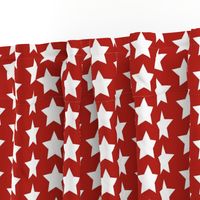 white stars on scarlet