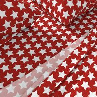 white stars on scarlet