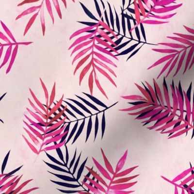 Palm Leaves and Silhouettes in Magenta and Indigo