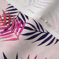 Palm Leaves and Silhouettes in Magenta and Indigo