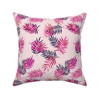 Palm Leaves and Silhouettes in Magenta and Indigo