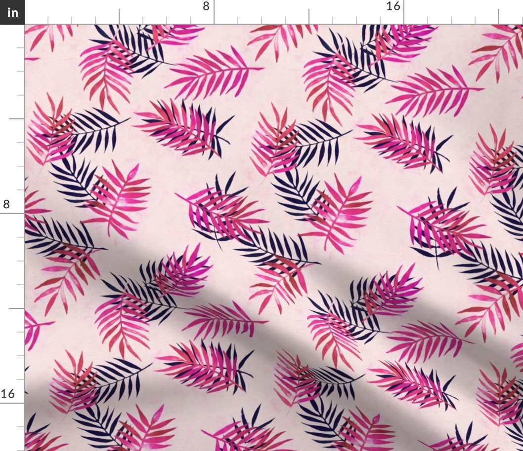 Palm Leaves and Silhouettes in Magenta and Indigo