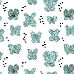 Sweet butterfly love spring summer design hearts girls blue