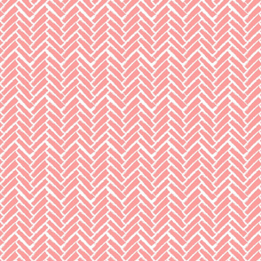 Modern Herringbone, Pink Coral