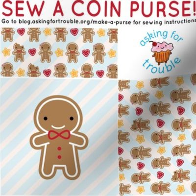 Cookie Cute Gingerbread Man Coin Purse - Cut & Sew Pattern