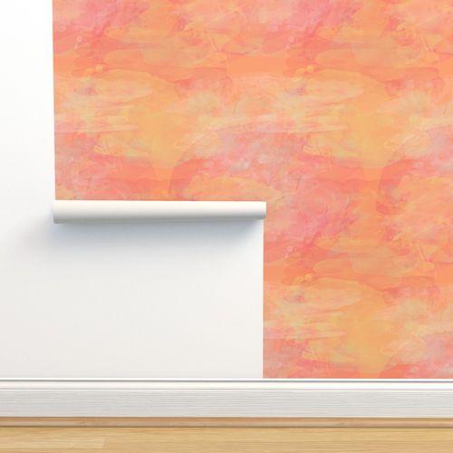 Peel-and-Stick Removable Wallpaper Batik Coral Sunset Watercolor Pearlphire