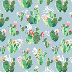 Trendy Prickly Pear Cactus in blue