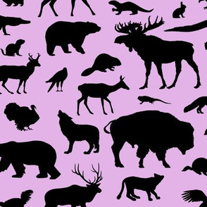 North American Animals on Pink