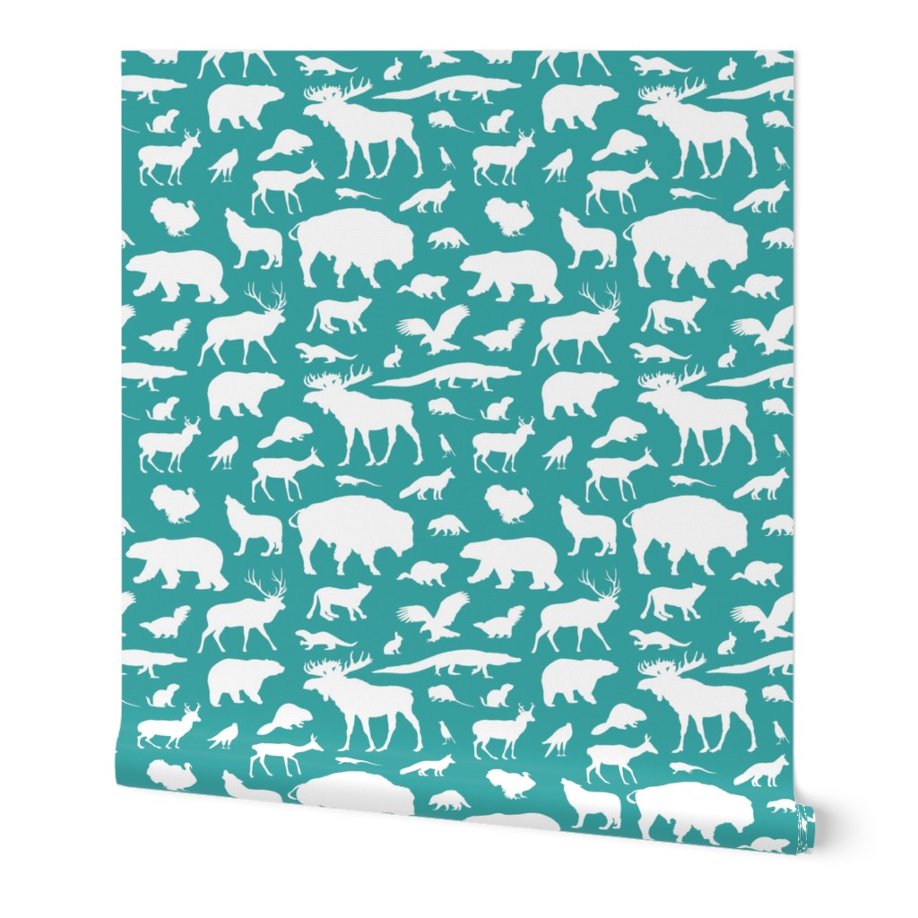 North American Animals on Teal