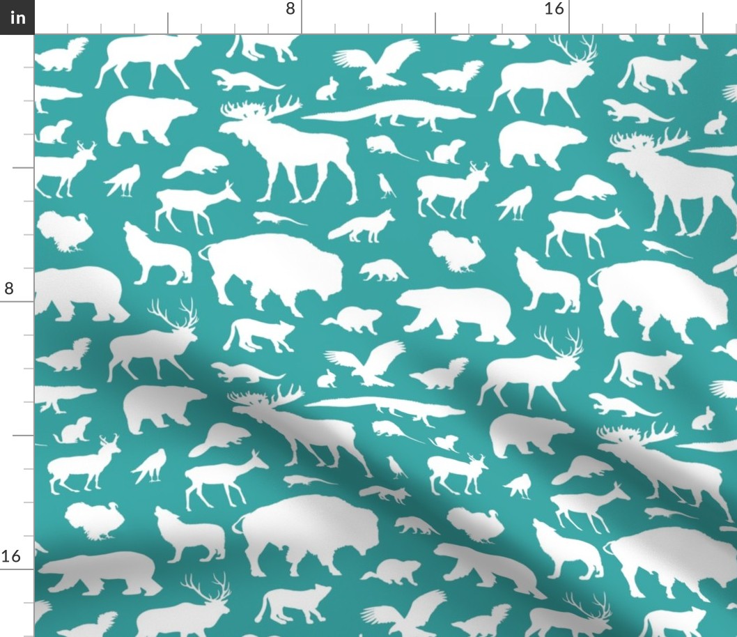 North American Animals on Teal