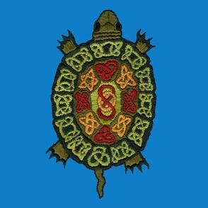 Celtic Turtle Embroidery on Bluebell