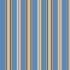 Gold Blue Ticking Stripe