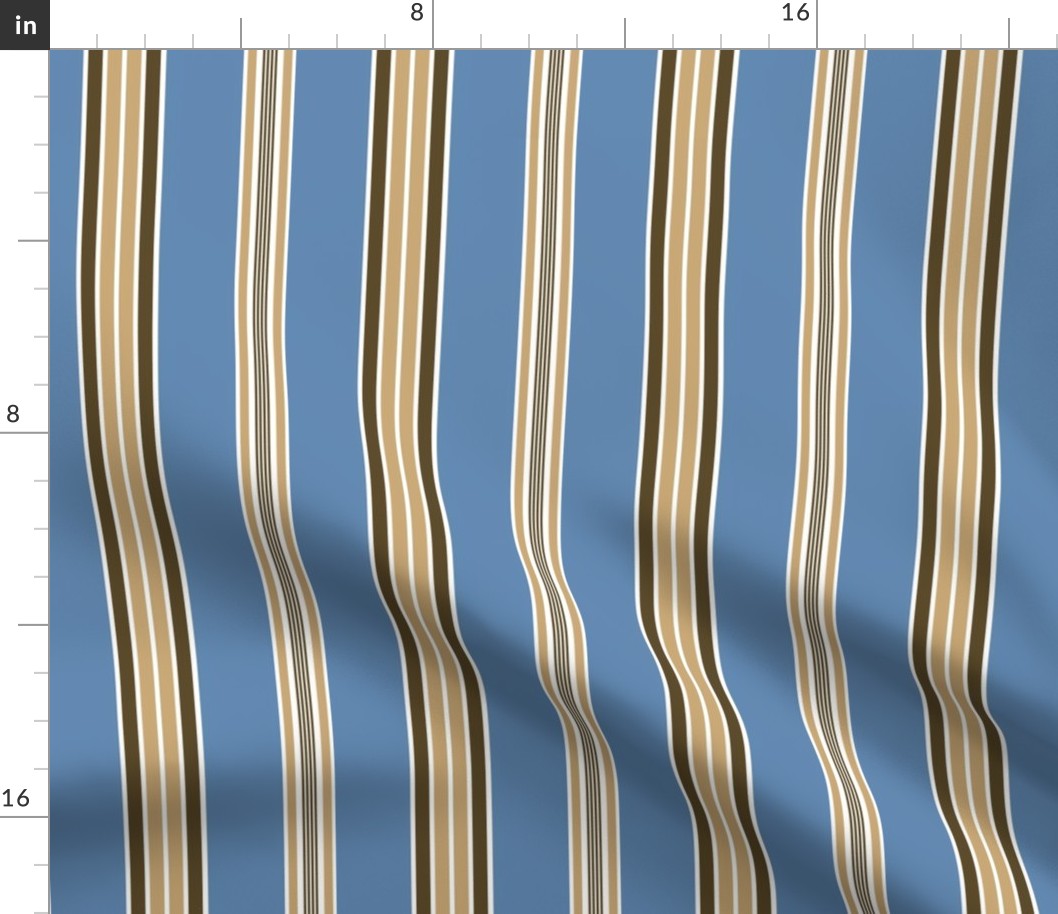 Gold Blue Ticking Stripe