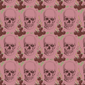 Dark Floral Skulls Pink