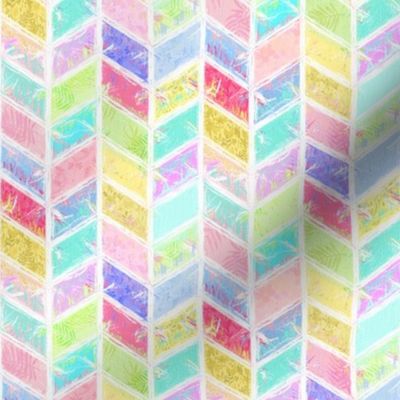 Rainbow Smudgy Patchwork Chevron