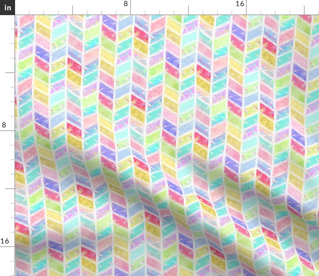 Rainbow Smudgy Patchwork Chevron