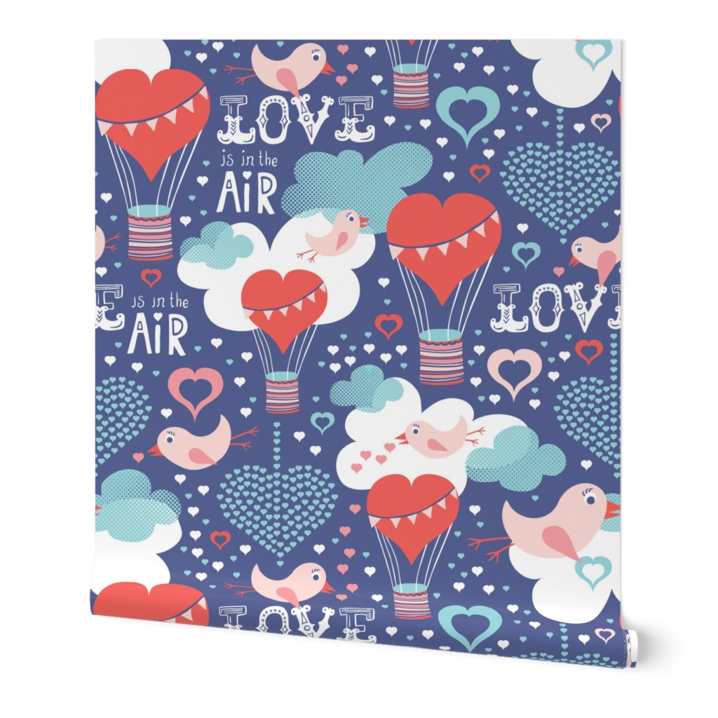 Love Is In The Air - Valentine's Day Hearts and Birds 