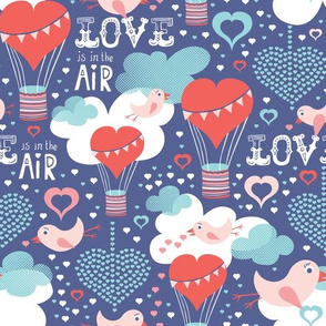 Love Is In The Air - Valentine's Day Hearts and Birds 