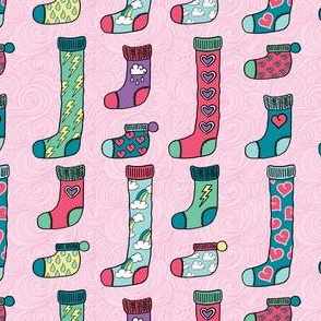 socks and hearts in pink