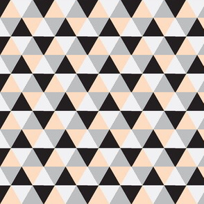 Peach and Black Triangle Mix - Peach, black, grey triangles - triangle blanket