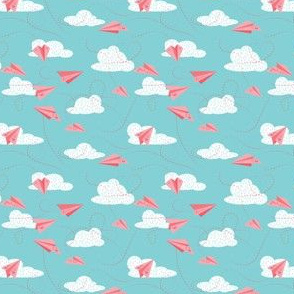 *UPDATED* Air Mail: Pink paper airplanes in a blue sky. *UPDATED* 