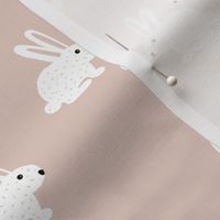 Soft pastel white bunny rabbit illustration for spring and easter kids design beige