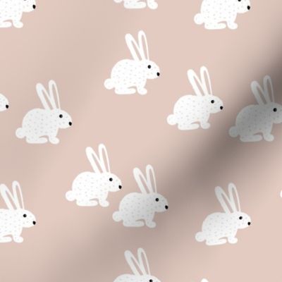 Soft pastel white bunny rabbit illustration for spring and easter kids design beige