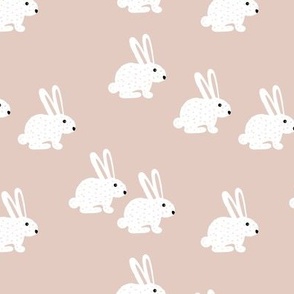 Soft pastel white bunny rabbit illustration for spring and easter kids design beige