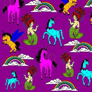 Unicorns, Mermaids and rainbows purple