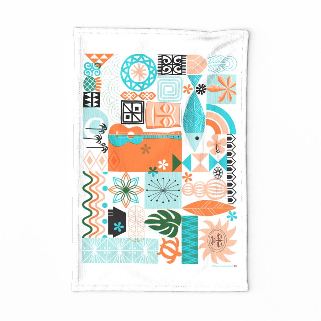 na paila Tea Towel & Wall Hanging* (Orange and Turquoise) || vintage hawaii