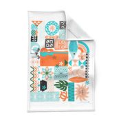 na paila Tea Towel & Wall Hanging* (Orange and Turquoise) || vintage hawaii