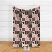 Be Brave Pink and Brown Quilt - ROTATED- moose, bear, antlers