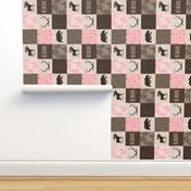 Be Brave Pink and Brown Quilt - ROTATED- moose, bear, antlers