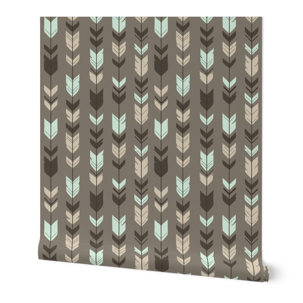 Arrow Feather-taupe/brown/mint/cream