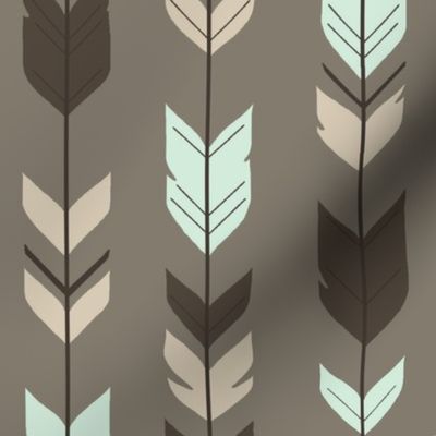 Arrow Feather-taupe/brown/mint/cream