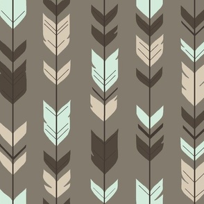 Arrow Feather-taupe/brown/mint/cream