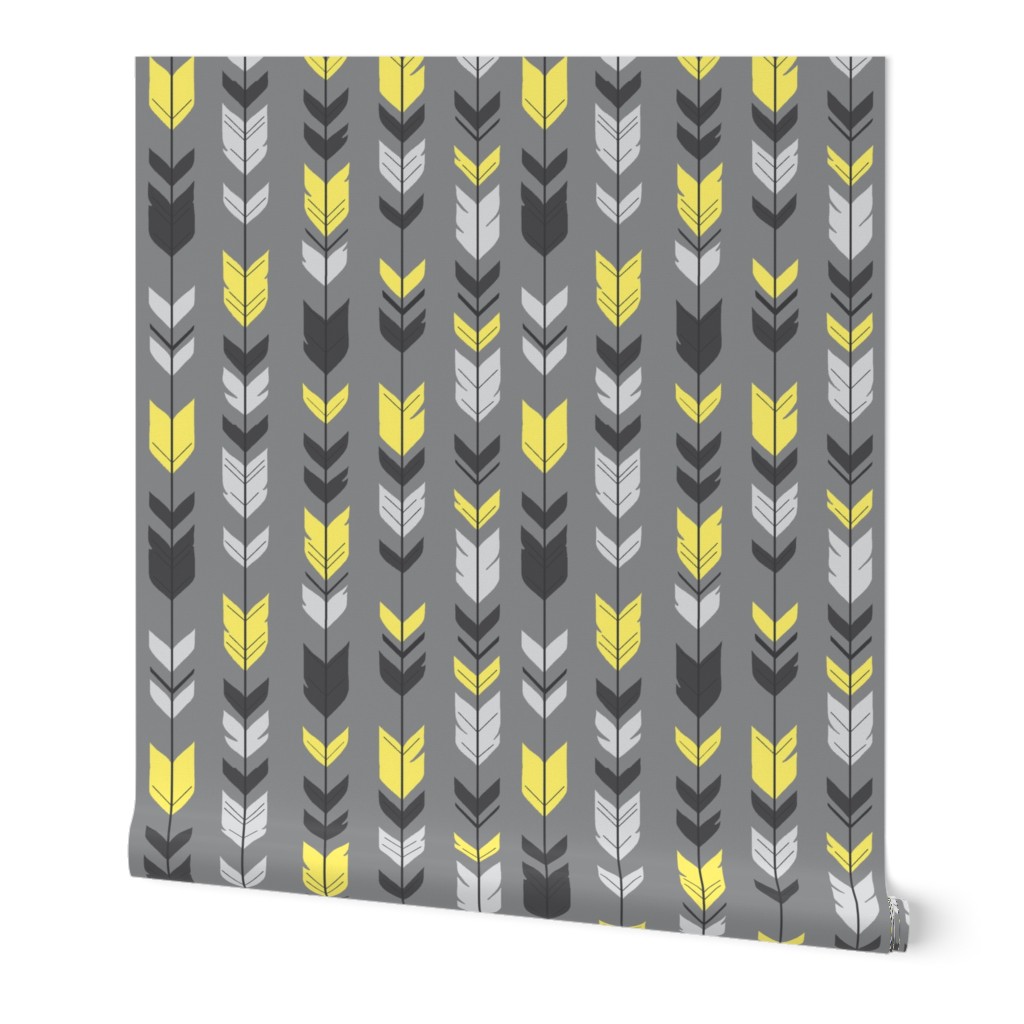 Arrow Feather- bright yellow Grey/Sunshine