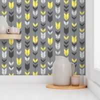 Arrow Feather- bright yellow Grey/Sunshine