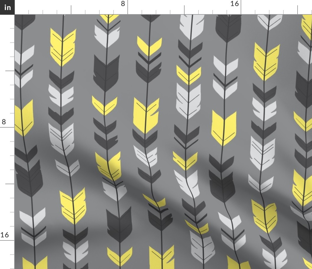 Arrow Feather- bright yellow Grey/Sunshine