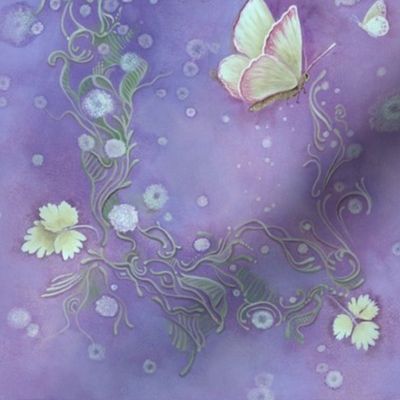 8x12-Inch Mirrored Repeat of Butterfly Scrolls in Periwinkle Blue