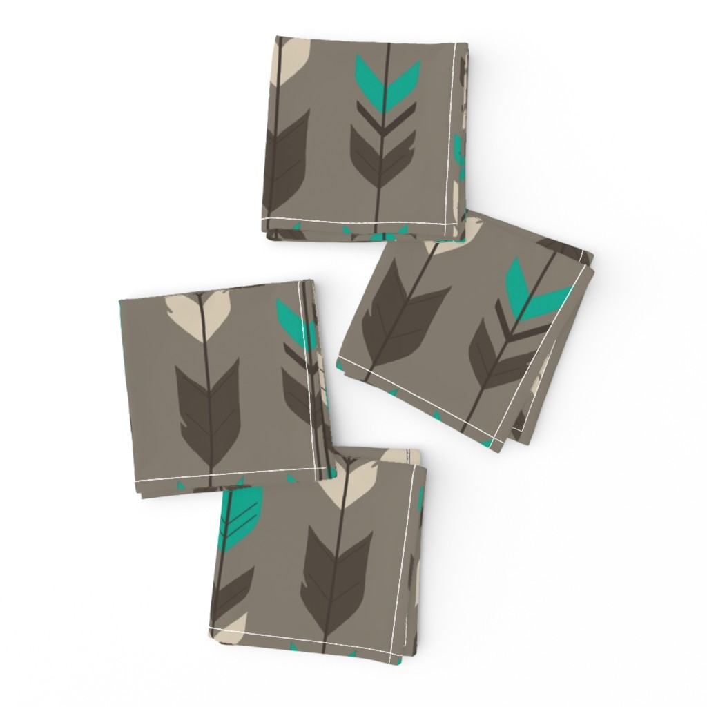 Arrow Fwathers- taupe/teal