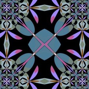 Slate Pink Black Kaleidoscope Flowers