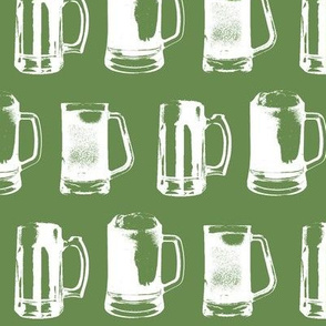 Beer Mugs on Green // Large