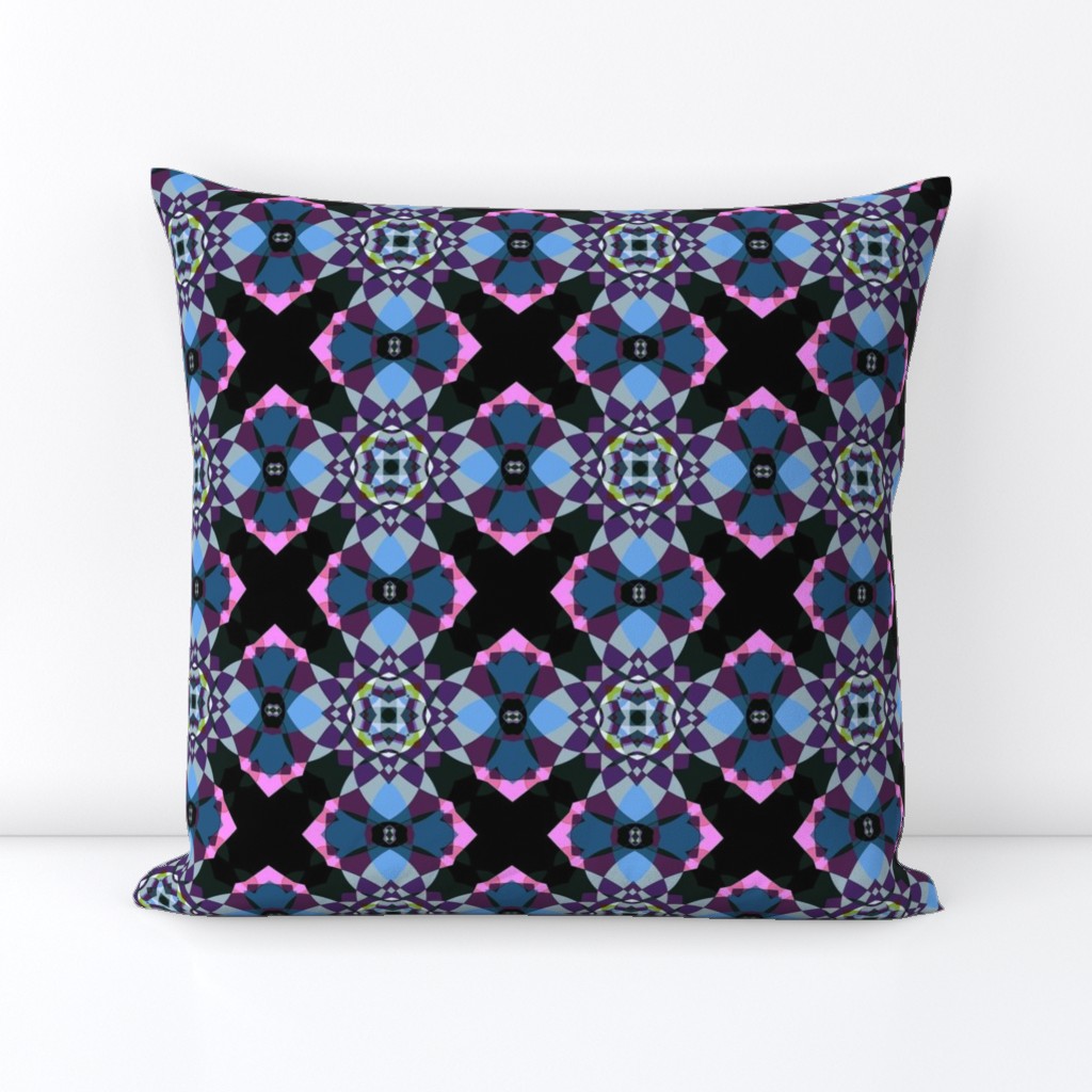  Pink and Blue Kaleidoscope Quatrefoil Large